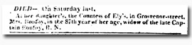 Anne Bonfoy Death Notice in 'Morning Post' 18 Apr 1816